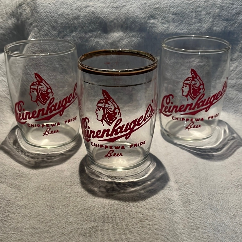 Vintage Leinenkugel's Chippewa Pride 6oz Beer Glass Set.